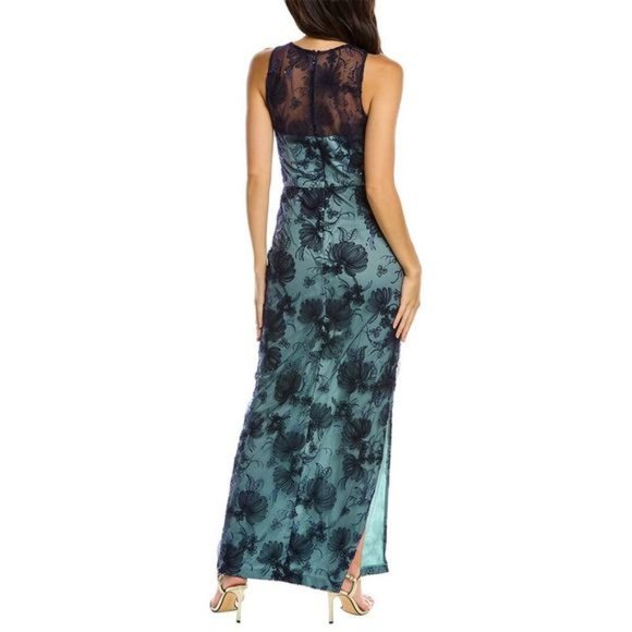 Js Collections Womens  Carter Halter Column Gown, Blue - Picture 2 of 3